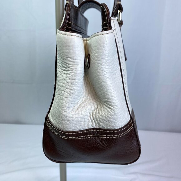 Coach Leather Turnlock Satchel Brown Cream - F13961 🤍 Janice - Picture 6 of 17